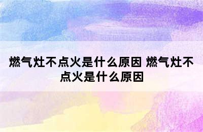 燃气灶不点火是什么原因 燃气灶不点火是什么原因